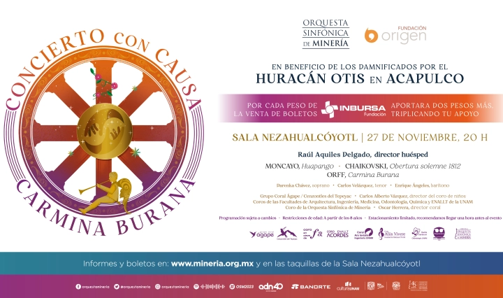 La Orquesta Sinfónica de Minería presenta un concierto en beneficio de las personas damnificadas por Otis en Acapulco, Guerrero | Imagen: Cortesía OSM/Spinto